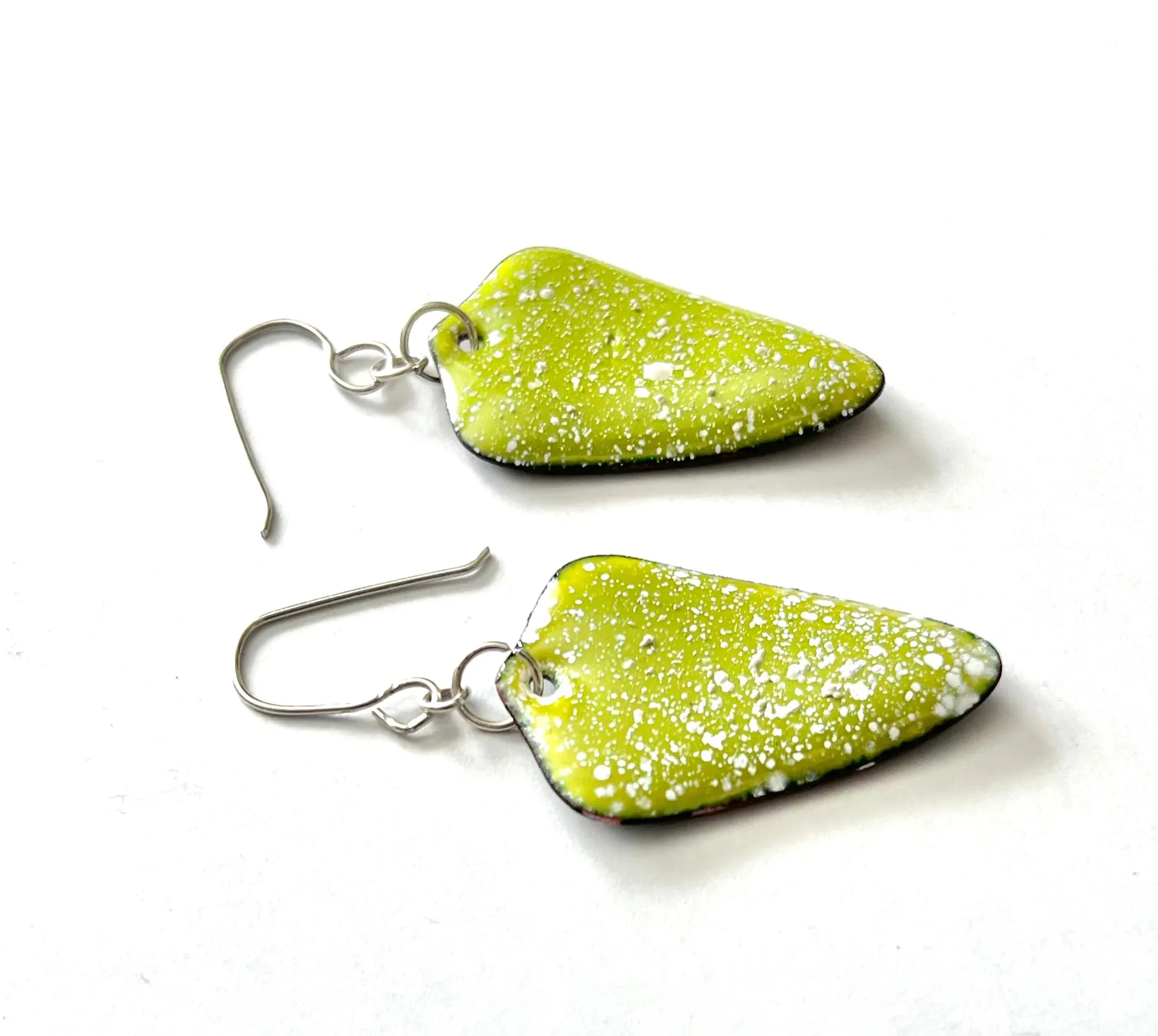 Bitter Green Speckled Enamel Earrings