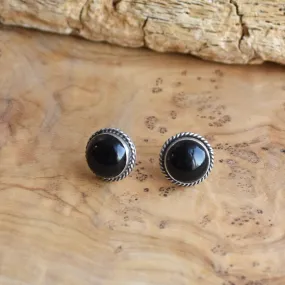 Black Onyx Traditional Posts - .925 Sterling Silver - Onyx Studs - Silversmith Posts - Big Post Earrings