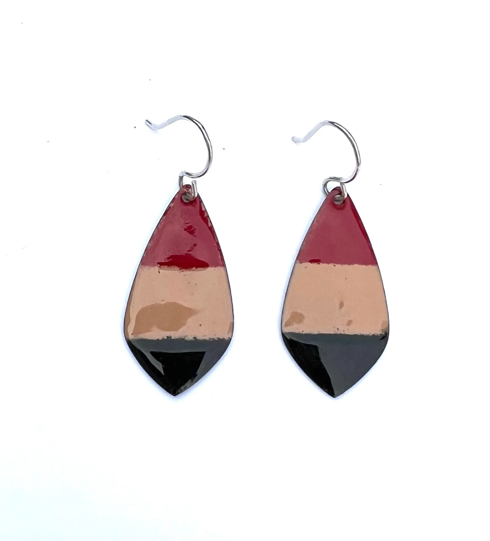 Black Red and Tan Earrings