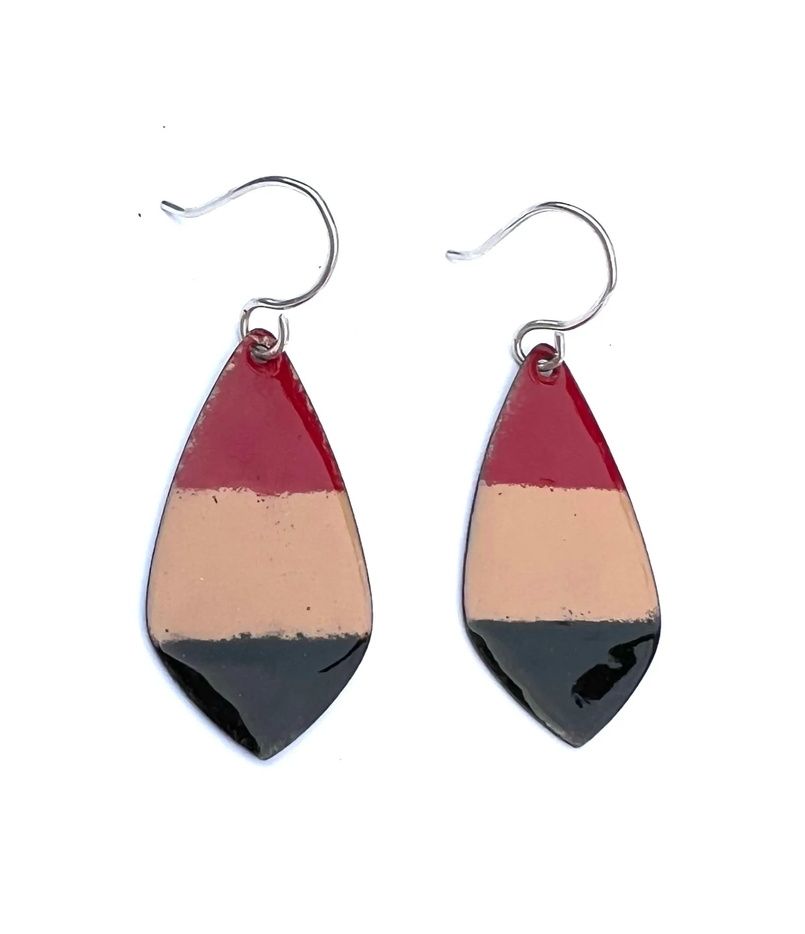 Black Red and Tan Earrings