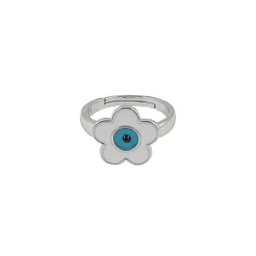 Blue Eye of Protection Flower Adjustable Ring