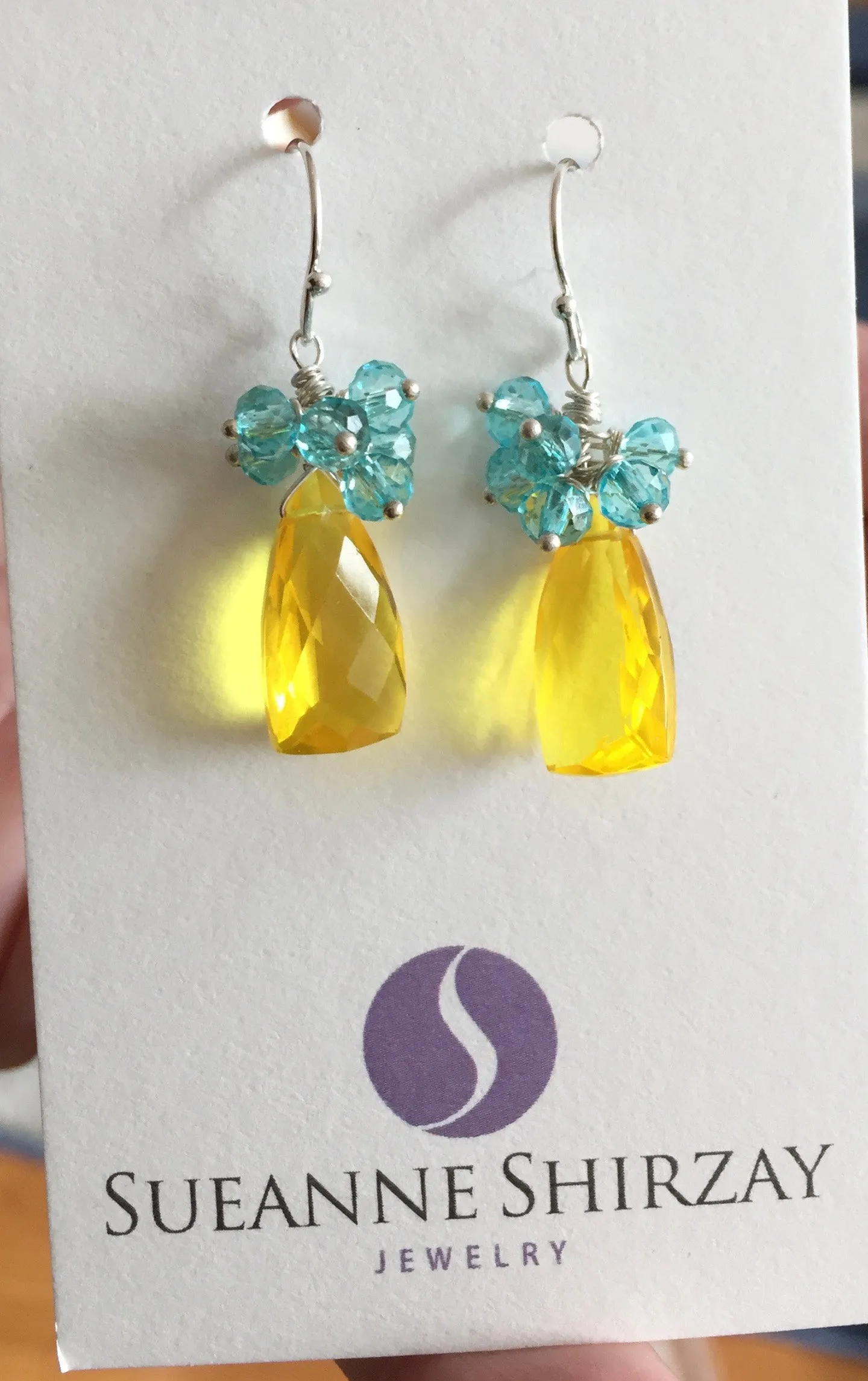 Blueberry Lemonade Pyramid Cluster Earrings