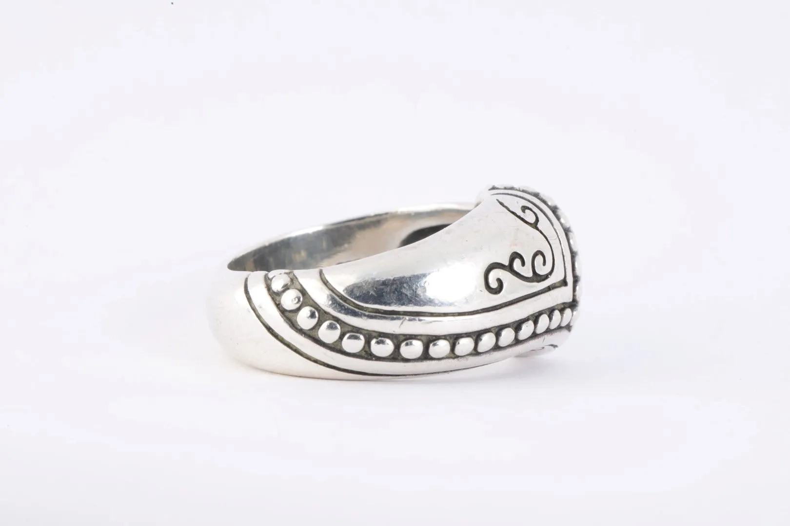 Brighton 925 Silver Scrolled Beaded Swirl Ring Size 7.5 (12.00g.)