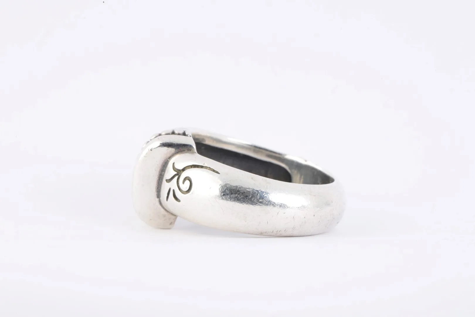 Brighton 925 Silver Scrolled Beaded Swirl Ring Size 7.5 (12.00g.)