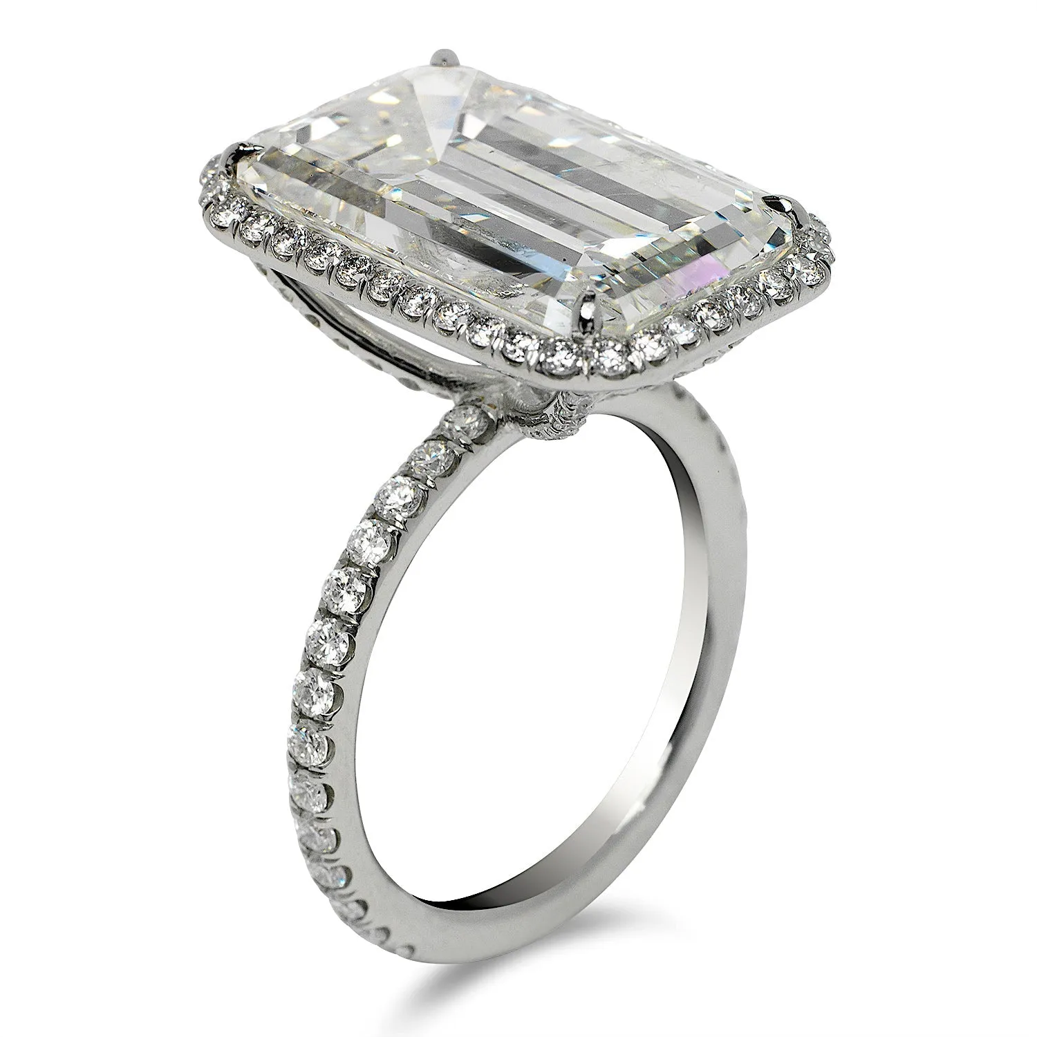 CARLA 13 CARAT EMERALD CUT F COLOR VS2 CLARITY DIAMOND HALO ENGAGEMENT RING PLATINUM CERTIFIED 12 CT F VS2 BY MIKE NEKTA