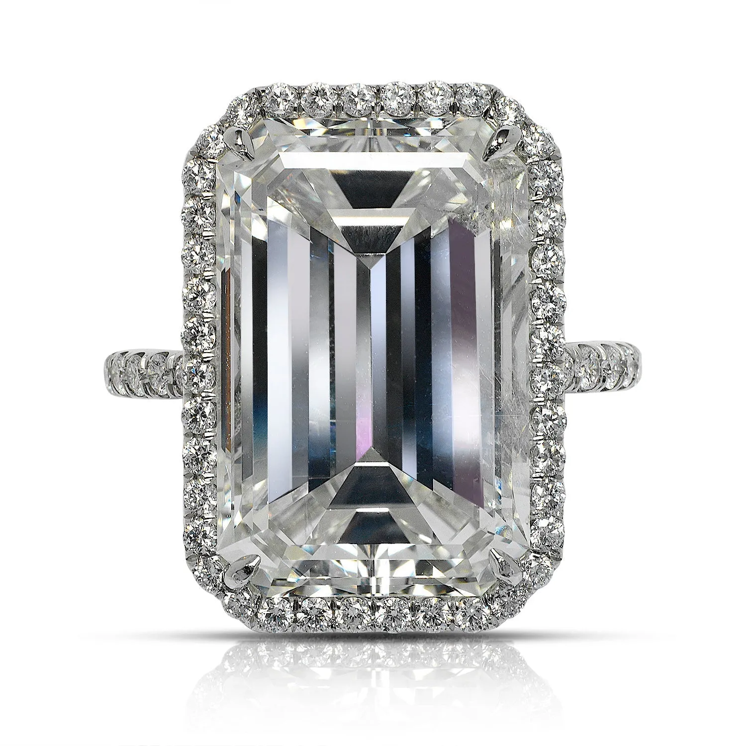 CARLA 13 CARAT EMERALD CUT F COLOR VS2 CLARITY DIAMOND HALO ENGAGEMENT RING PLATINUM CERTIFIED 12 CT F VS2 BY MIKE NEKTA