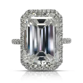 CARLA 13 CARAT EMERALD CUT F COLOR VS2 CLARITY DIAMOND HALO ENGAGEMENT RING PLATINUM CERTIFIED 12 CT F VS2 BY MIKE NEKTA