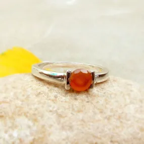 Carnelian Ring, Carnelian Orange Gemstone Ring, Sterling Silver Ring, Stacking Ring, Bohemian Gift Jewelry Healing Crystal Stone Ring