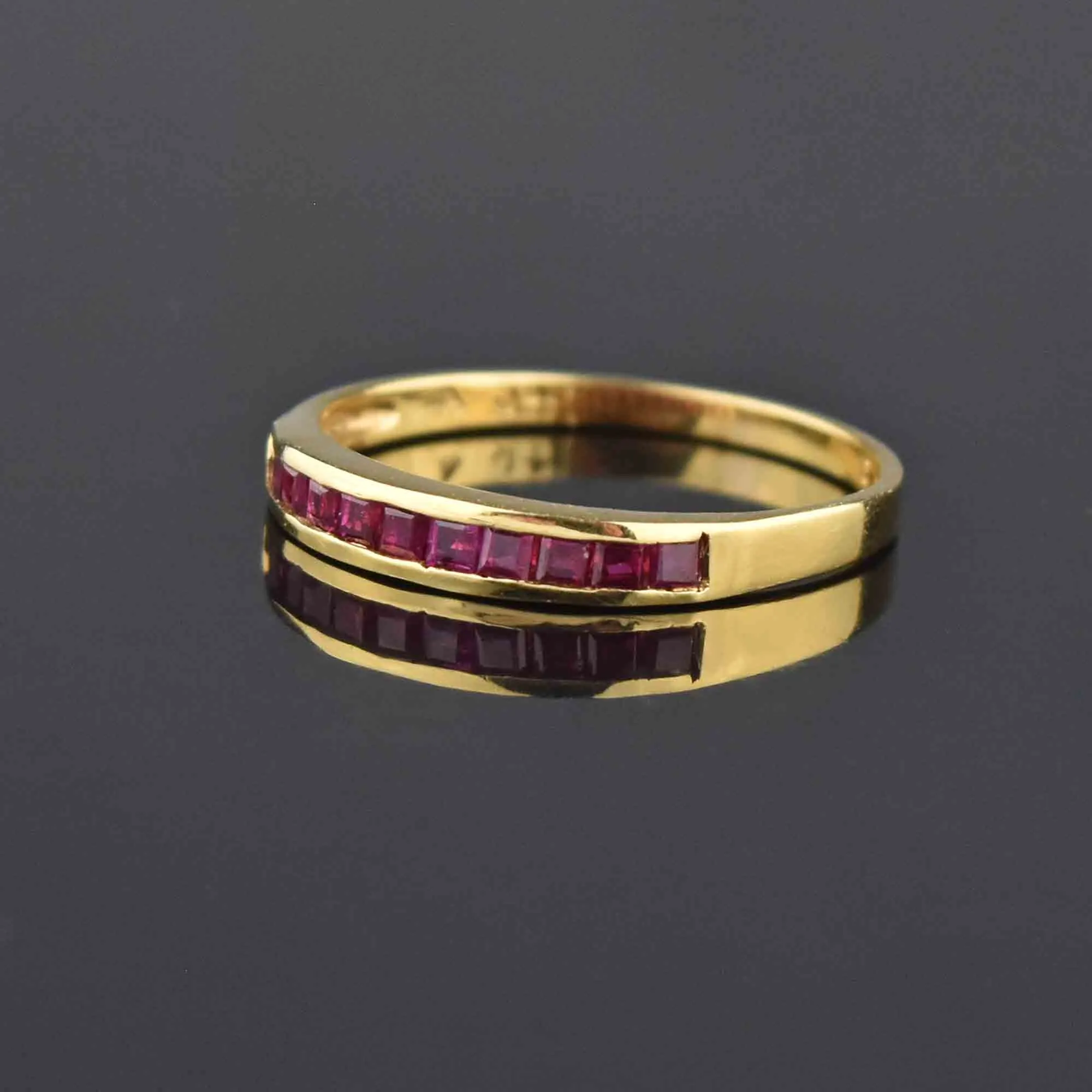 Channel Set Natural Ruby 14K Gold Band Ring