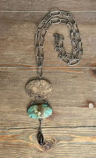 Chrysoprase and Smoky Quart Necklace