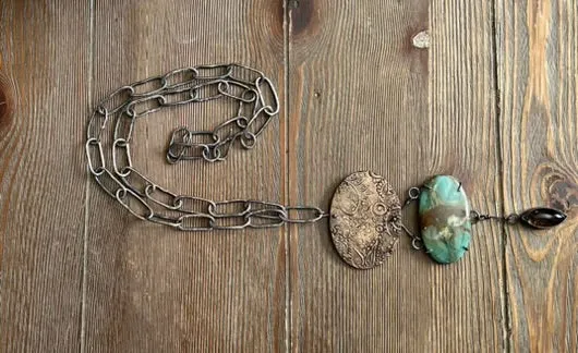 Chrysoprase and Smoky Quart Necklace