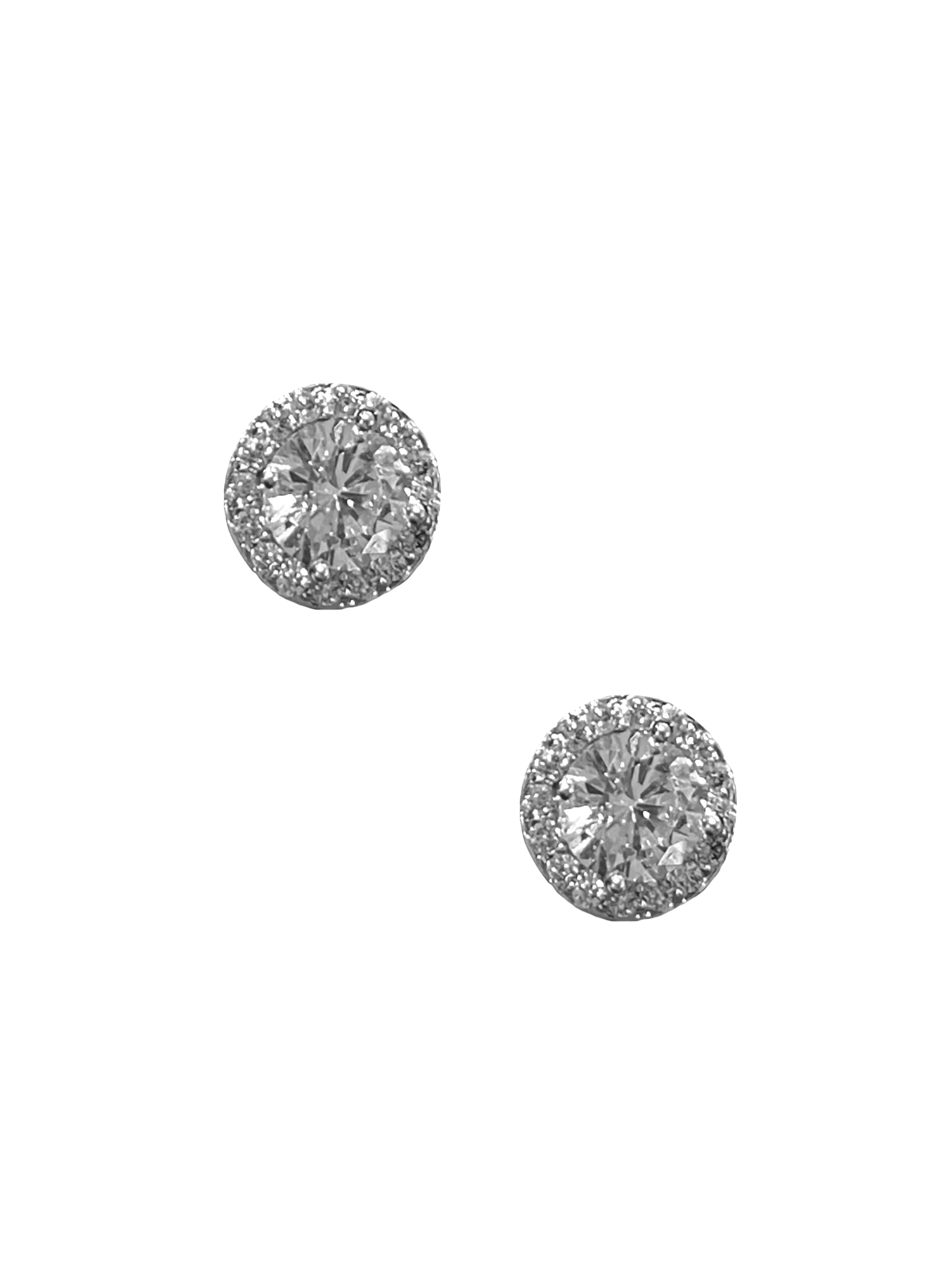 Circle Pave Studs - Silver