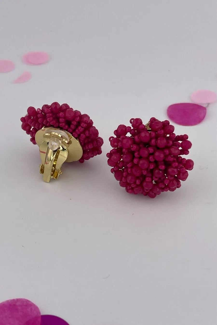 Clip On Pom Earrings