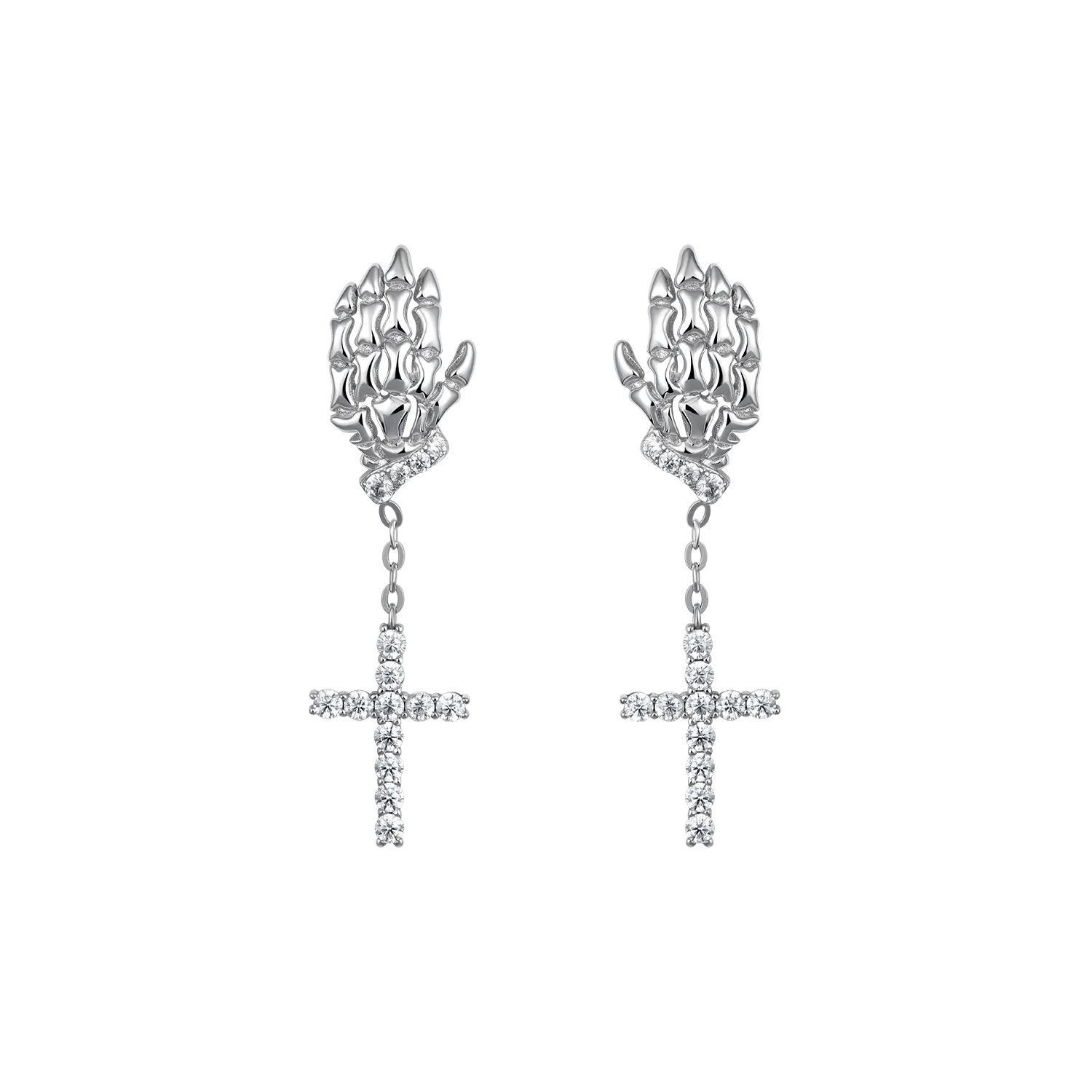 Cross Skeleton Hand Earring - Single