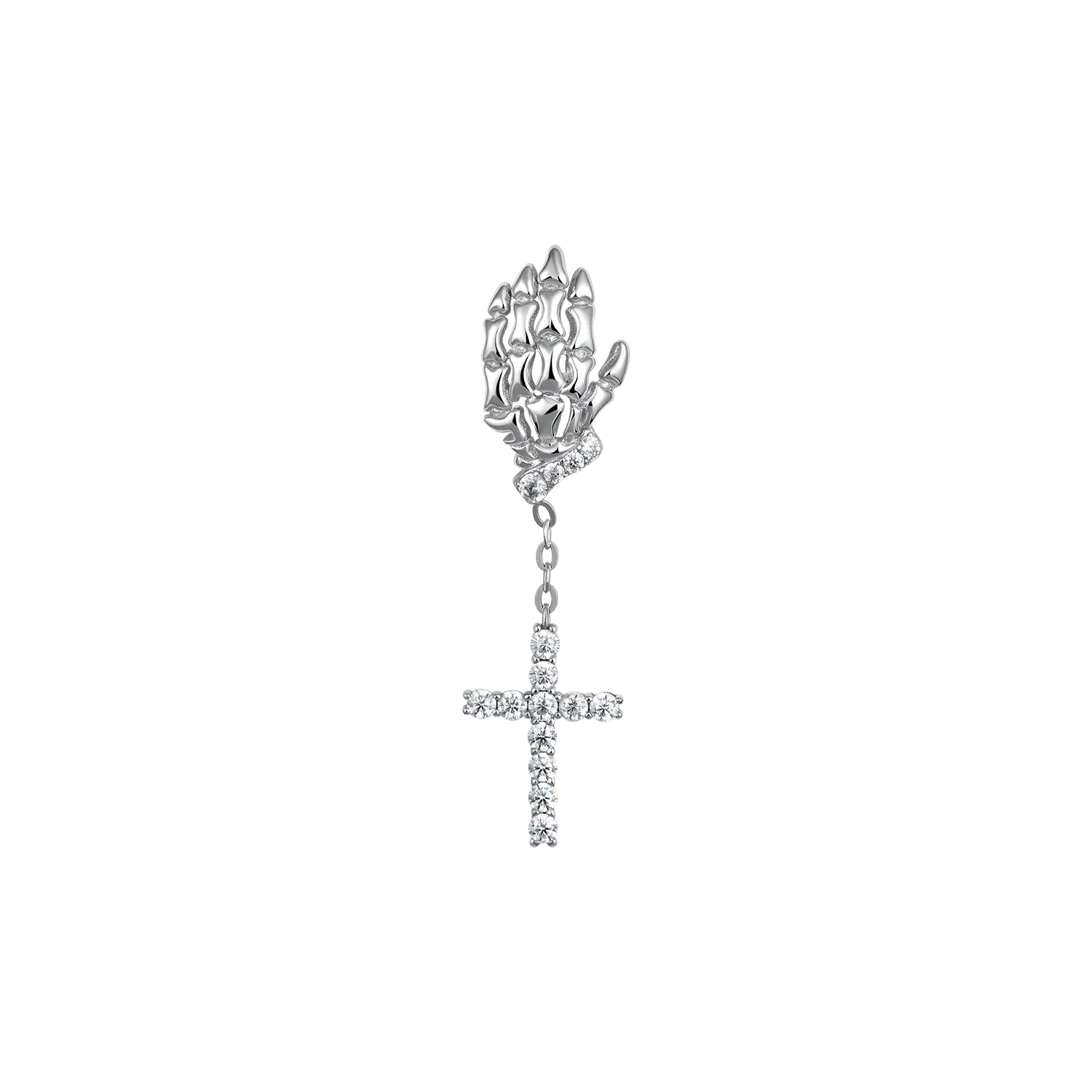 Cross Skeleton Hand Earring - Single