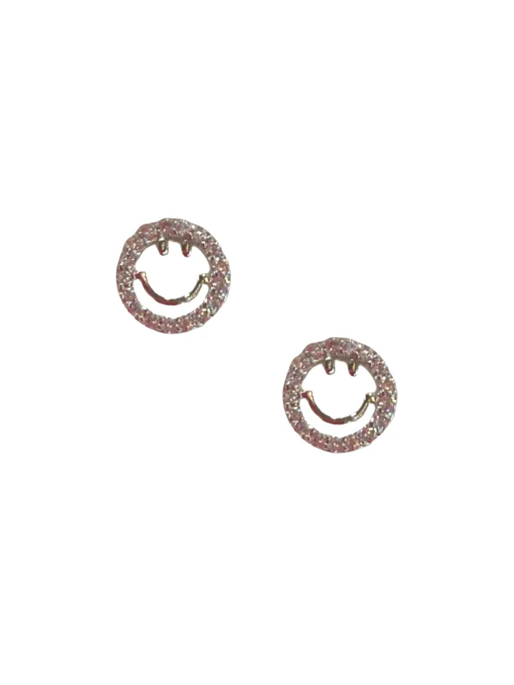 CZ Happy Face Stud - Silver