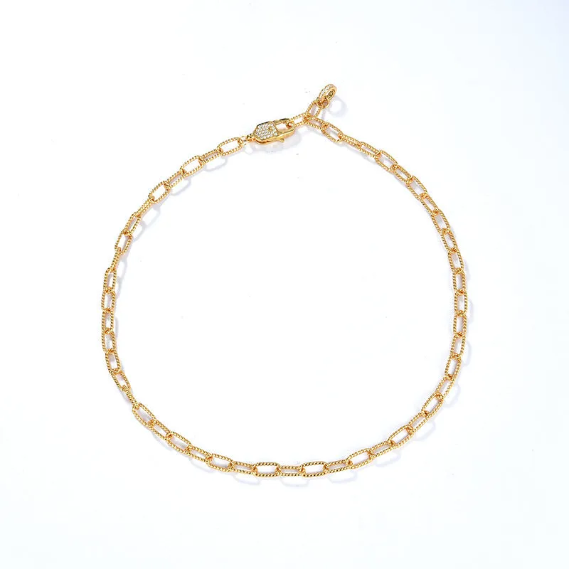 CZ Twisted Gold Chain Necklace and Bracelet (Purchase Individually)