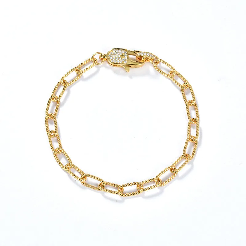 CZ Twisted Gold Chain Necklace and Bracelet (Purchase Individually)