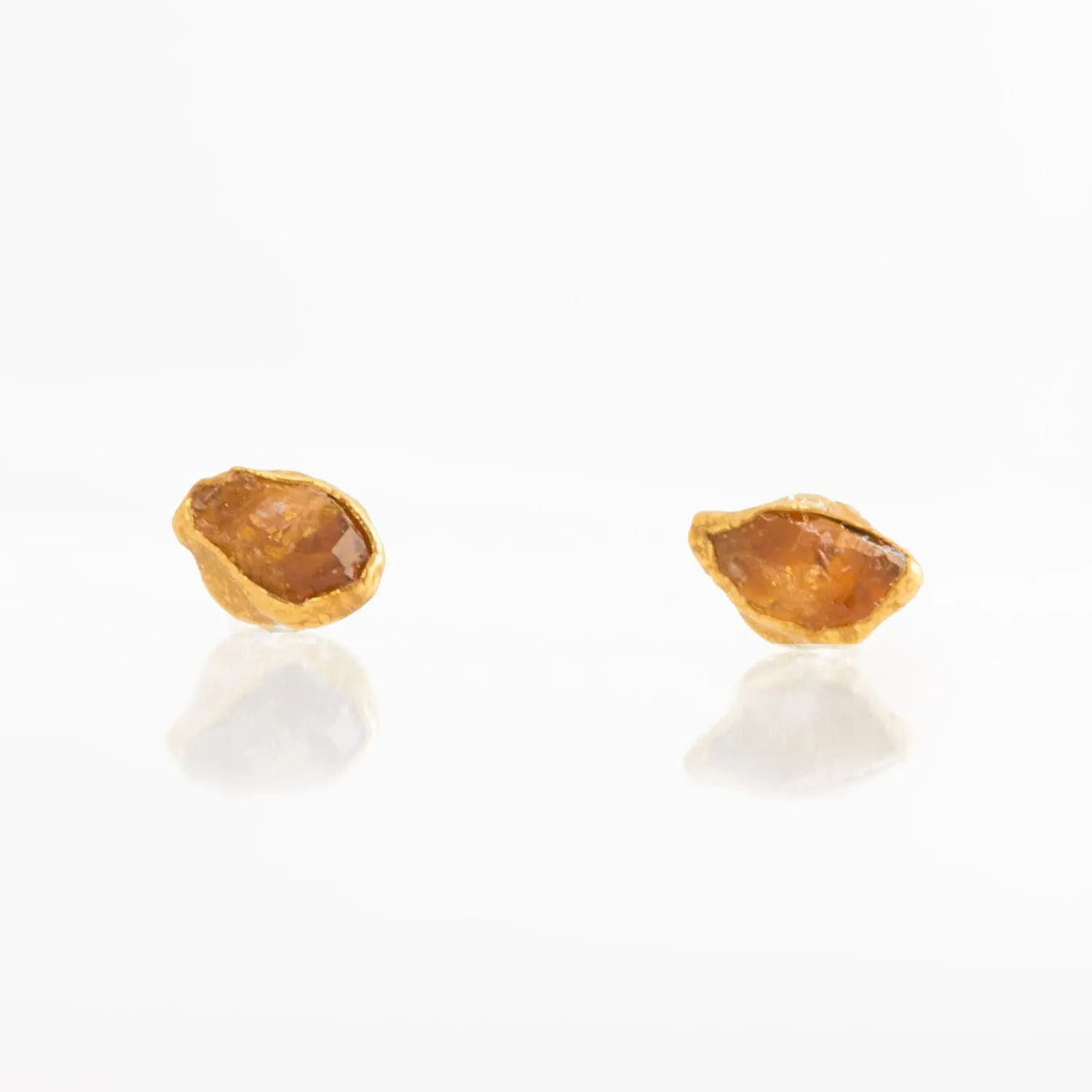 Dainty Raw Citrine Stud Earrings