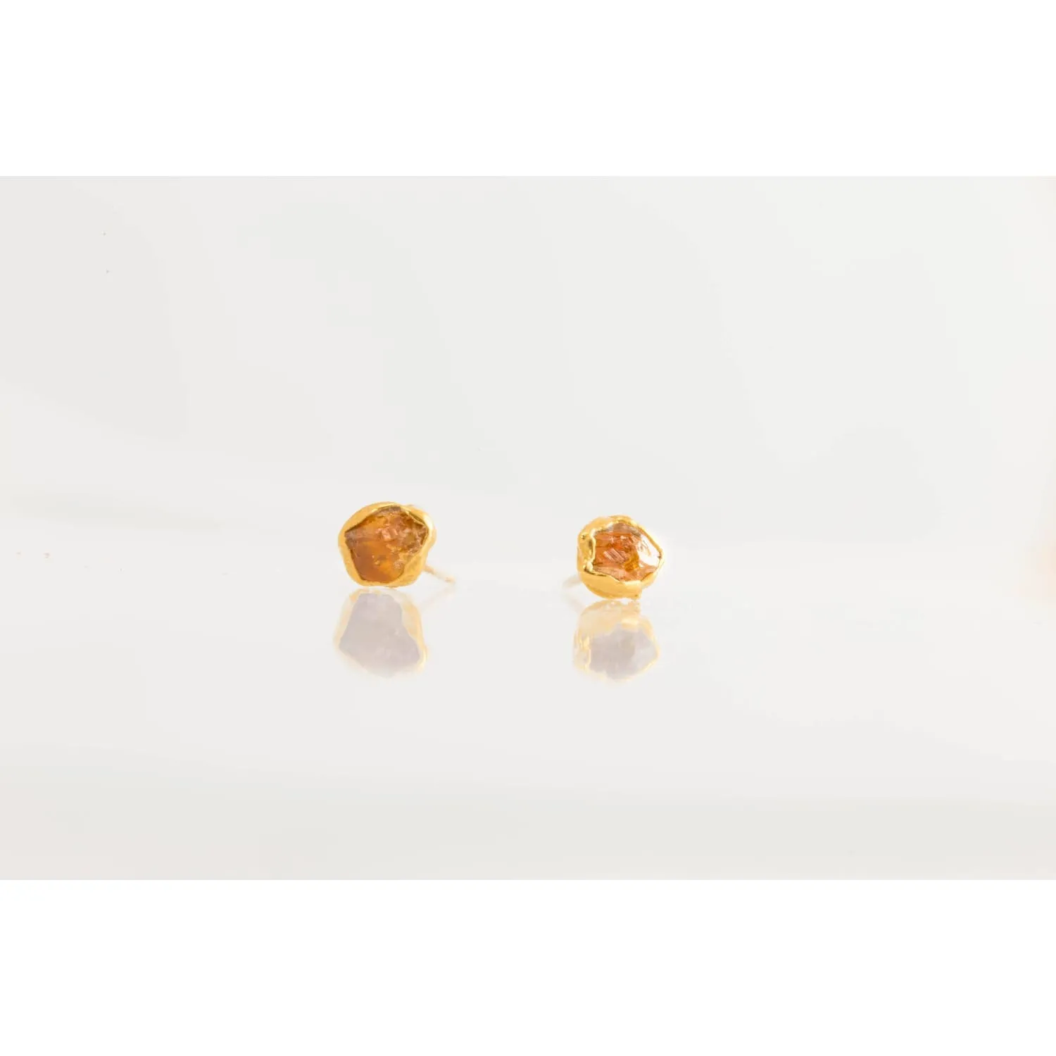 Dainty Raw Citrine Stud Earrings