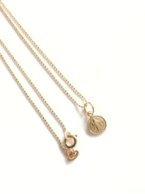 Dainty St Benedict Medal Pendant Necklace - Tiny Gold plated Chain - Religious jewelry - Santos