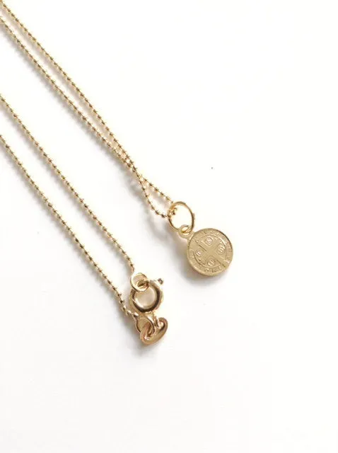 Dainty St Benedict Medal Pendant Necklace - Tiny Gold plated Chain - Religious jewelry - Santos