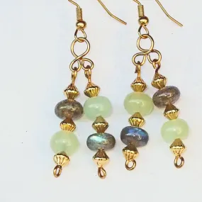 Danella, Two Drop Dangle Jade Earrings