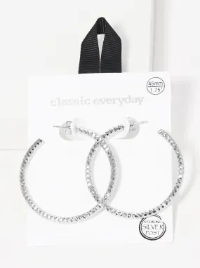 Diamond Cut Hoop Earring - Silver