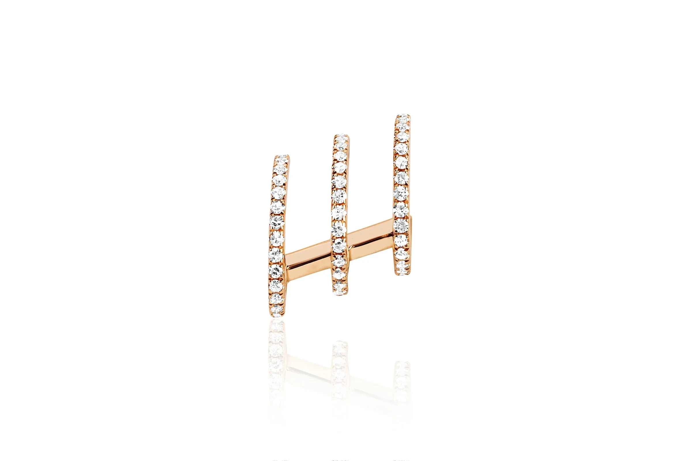 Diamond Triple Huggie Illusion Stud Earring