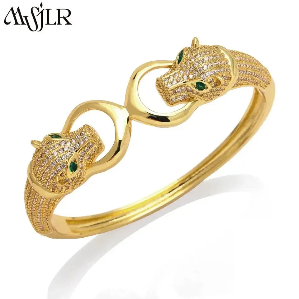 double-headed leopard bracelet micro-inlaid AAA zircon hot animal bracelet jewelry S4774572