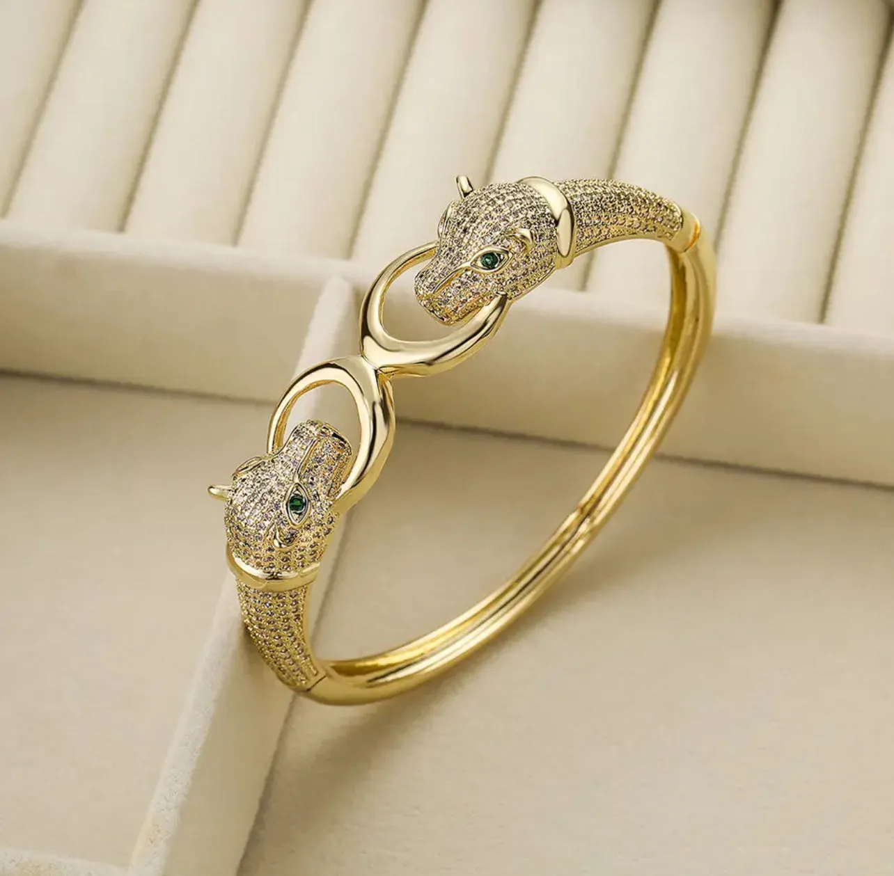 double-headed leopard bracelet micro-inlaid AAA zircon hot animal bracelet jewelry S4774572