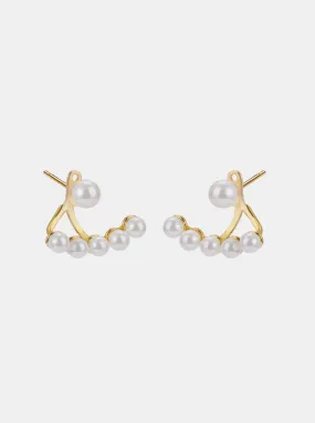 Ear Jacket Delicate Pearl Stud Earrings