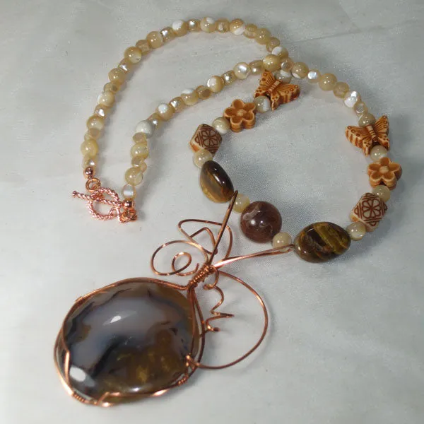 Earna Montana Agate Cabochon Pendant Necklace