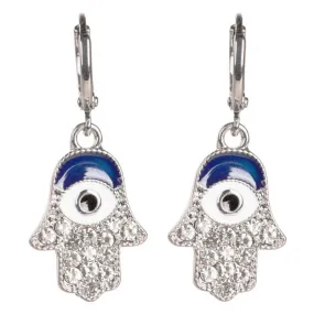 Earring, Hamsa w/ Evil eye Dark blue