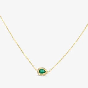 East-West Pear Shaped Emerald & Diamond Necklace