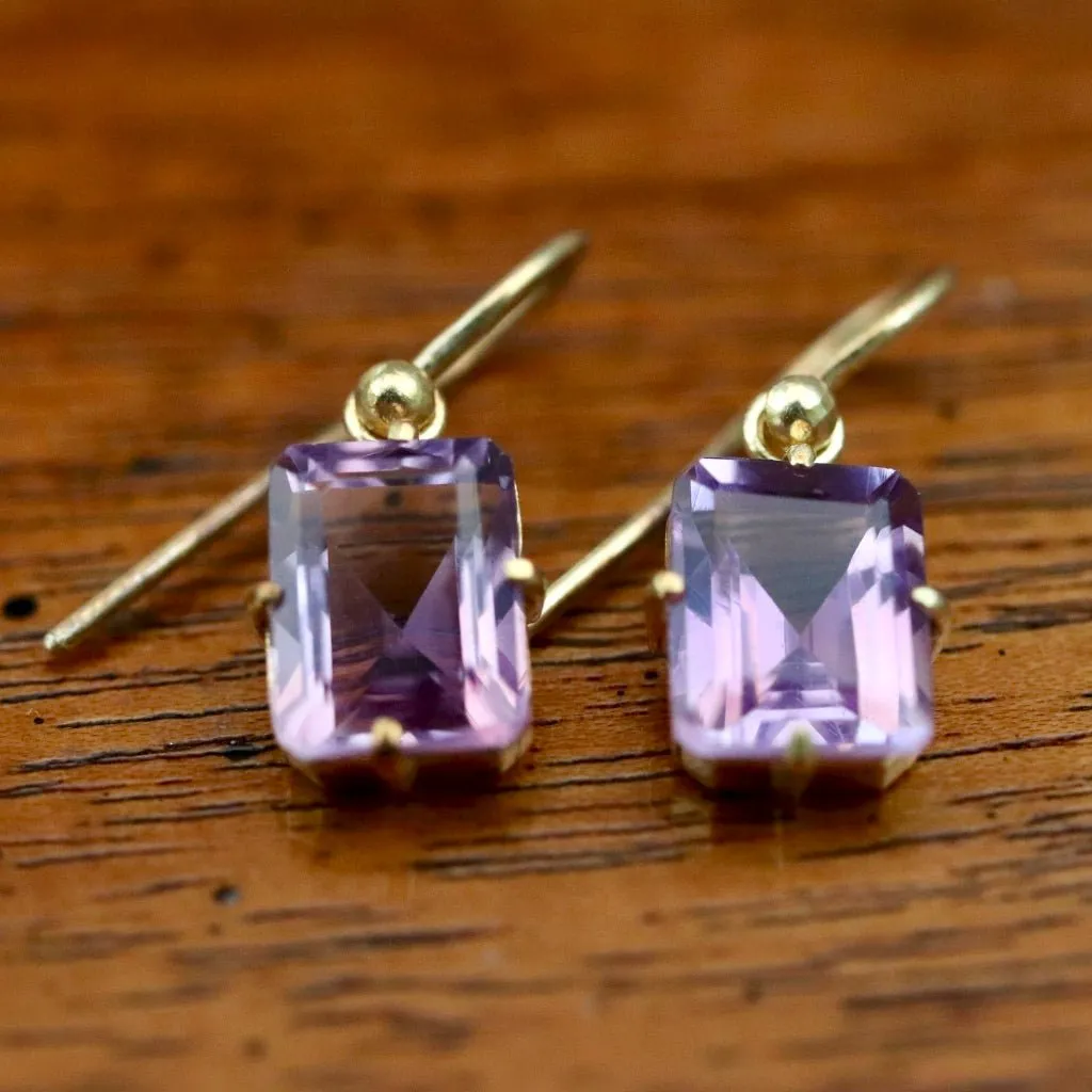 Emerald Cut Amethyst Earrings