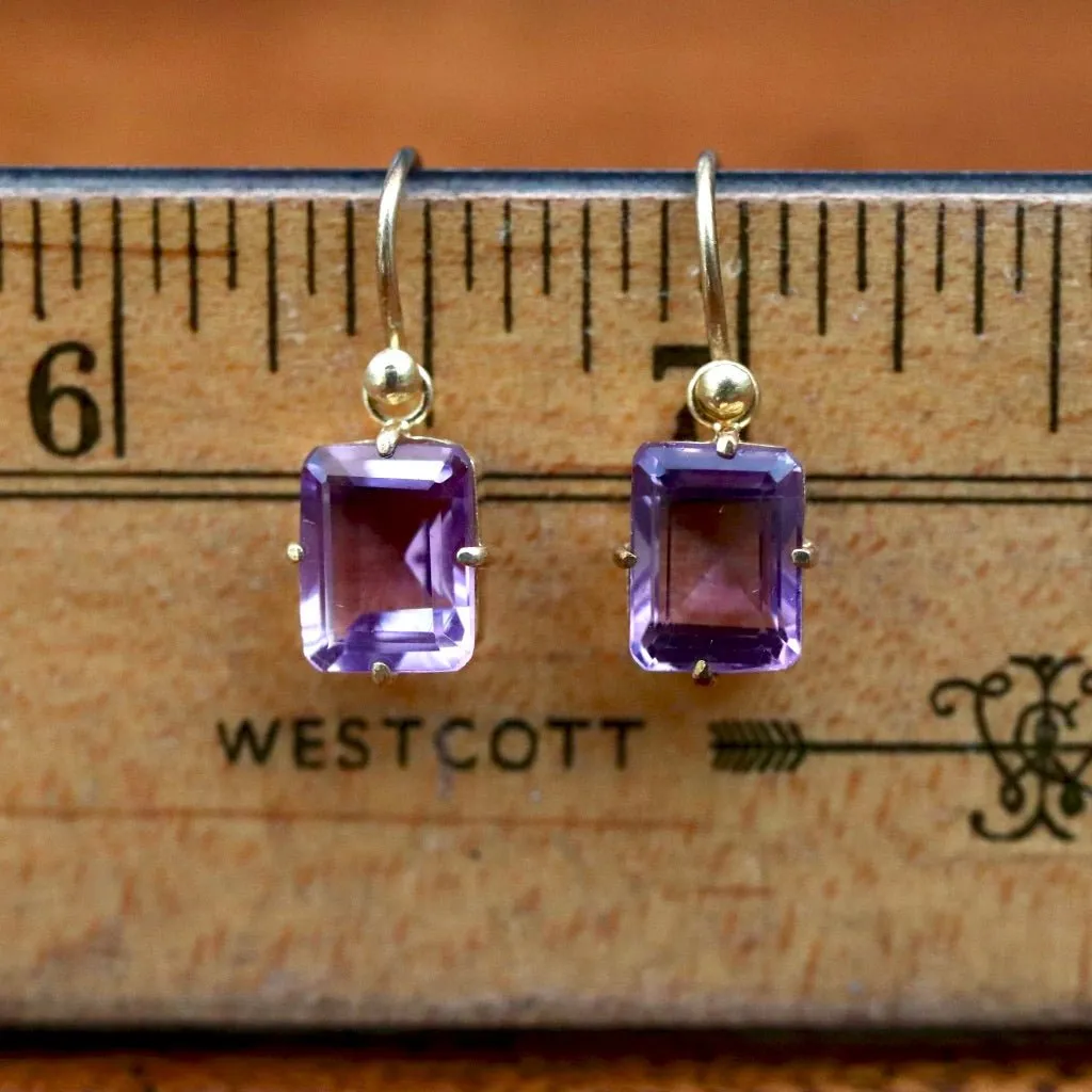 Emerald Cut Amethyst Earrings