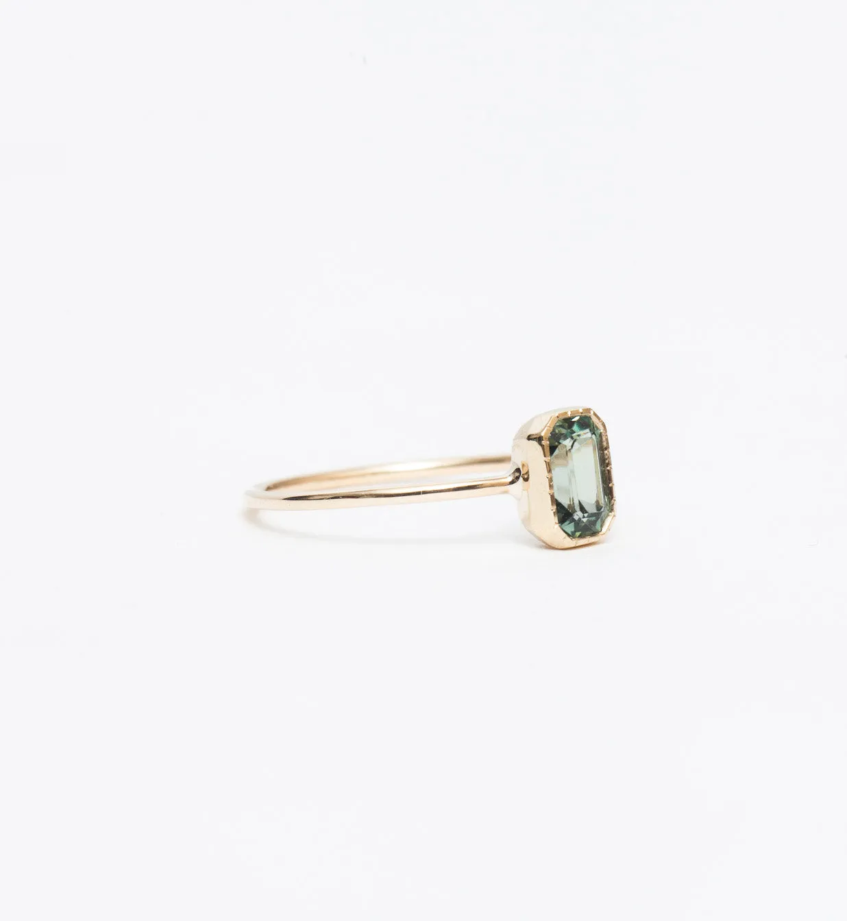 Emerald-Cut Green Sapphire Wisp Ring