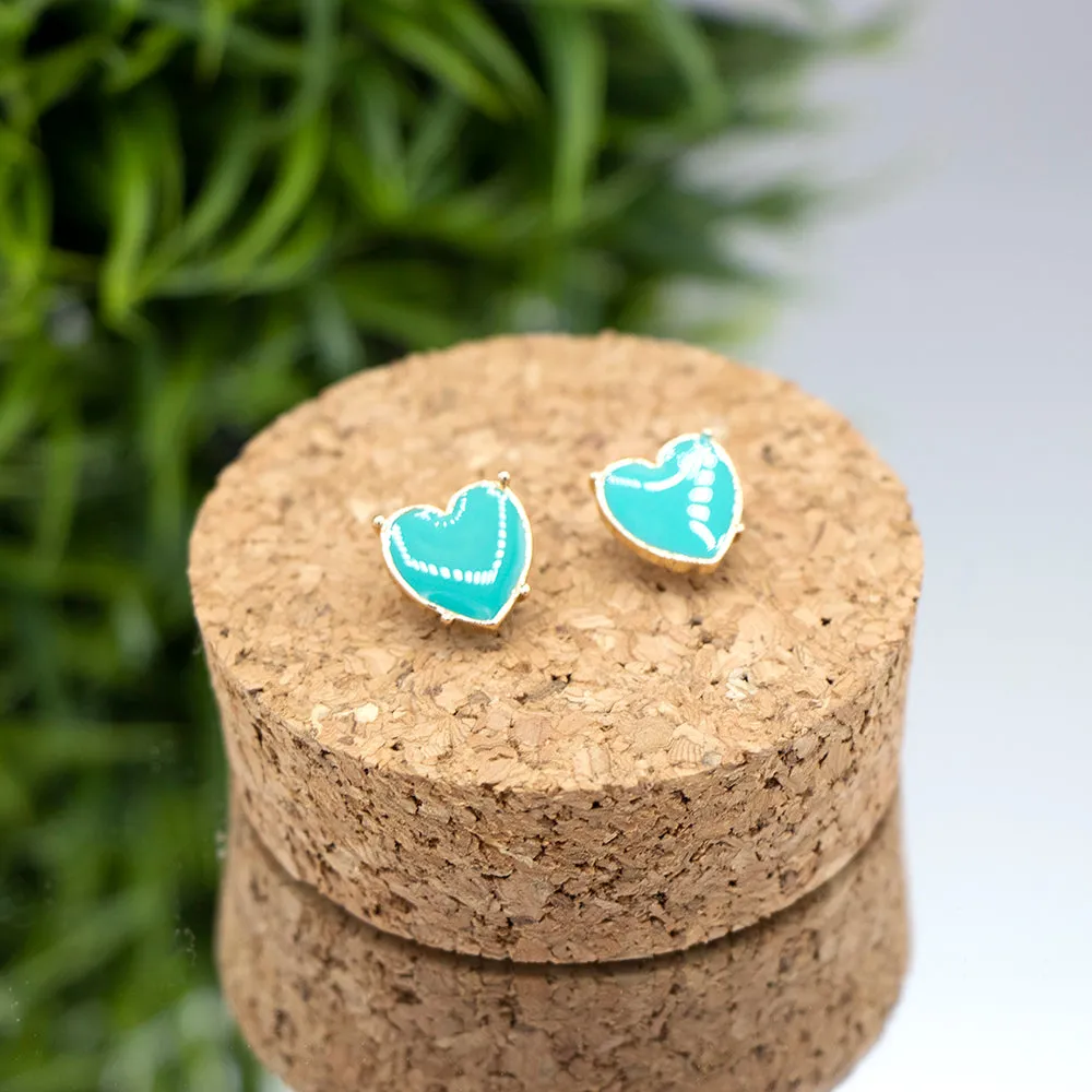 Enamel Heart Studs