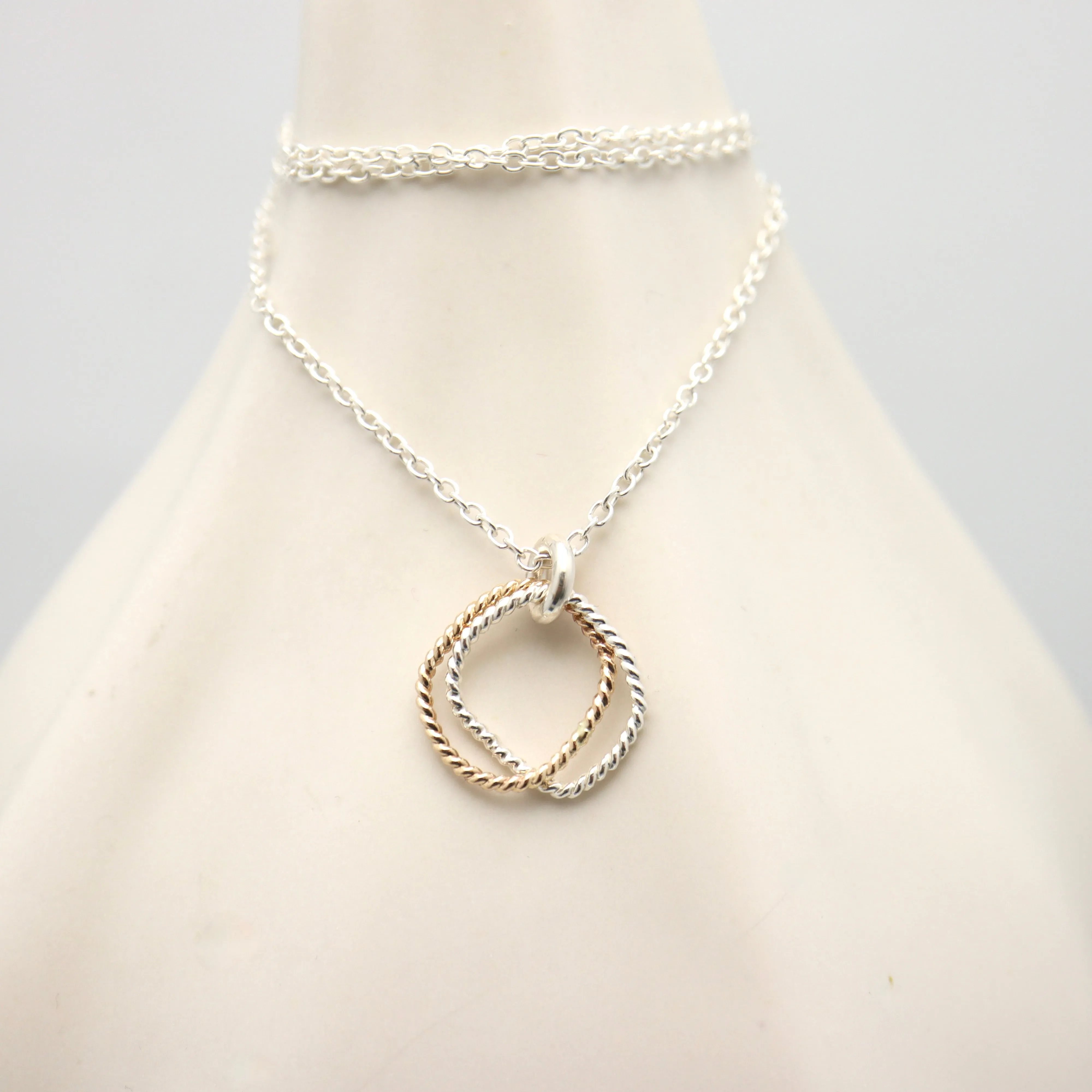 Entwined Collection:  Entwined Gold & Silver Pendant Necklace - Short