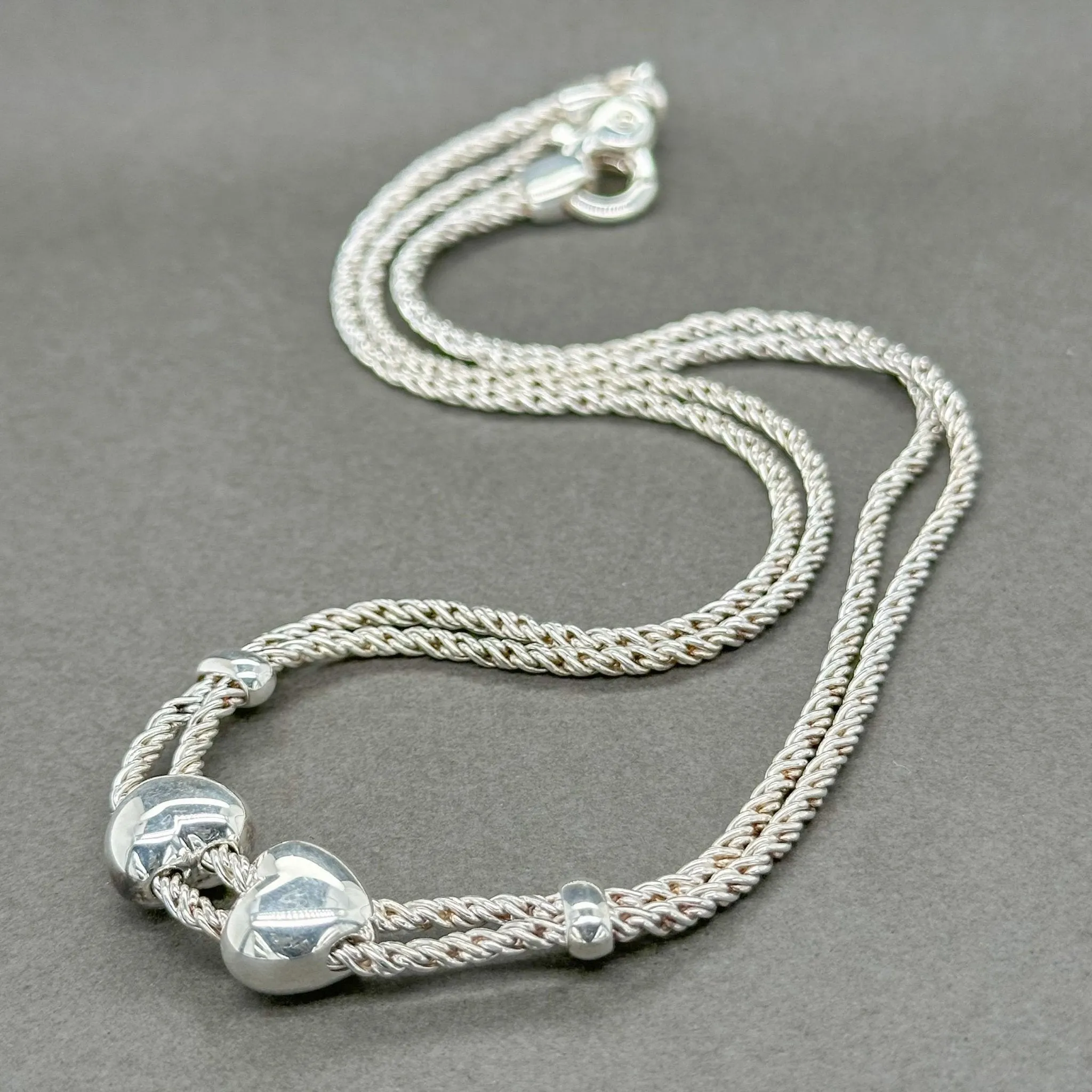 Estate Tiffany & Co. SS Double Rope Sliding Hearts Necklace