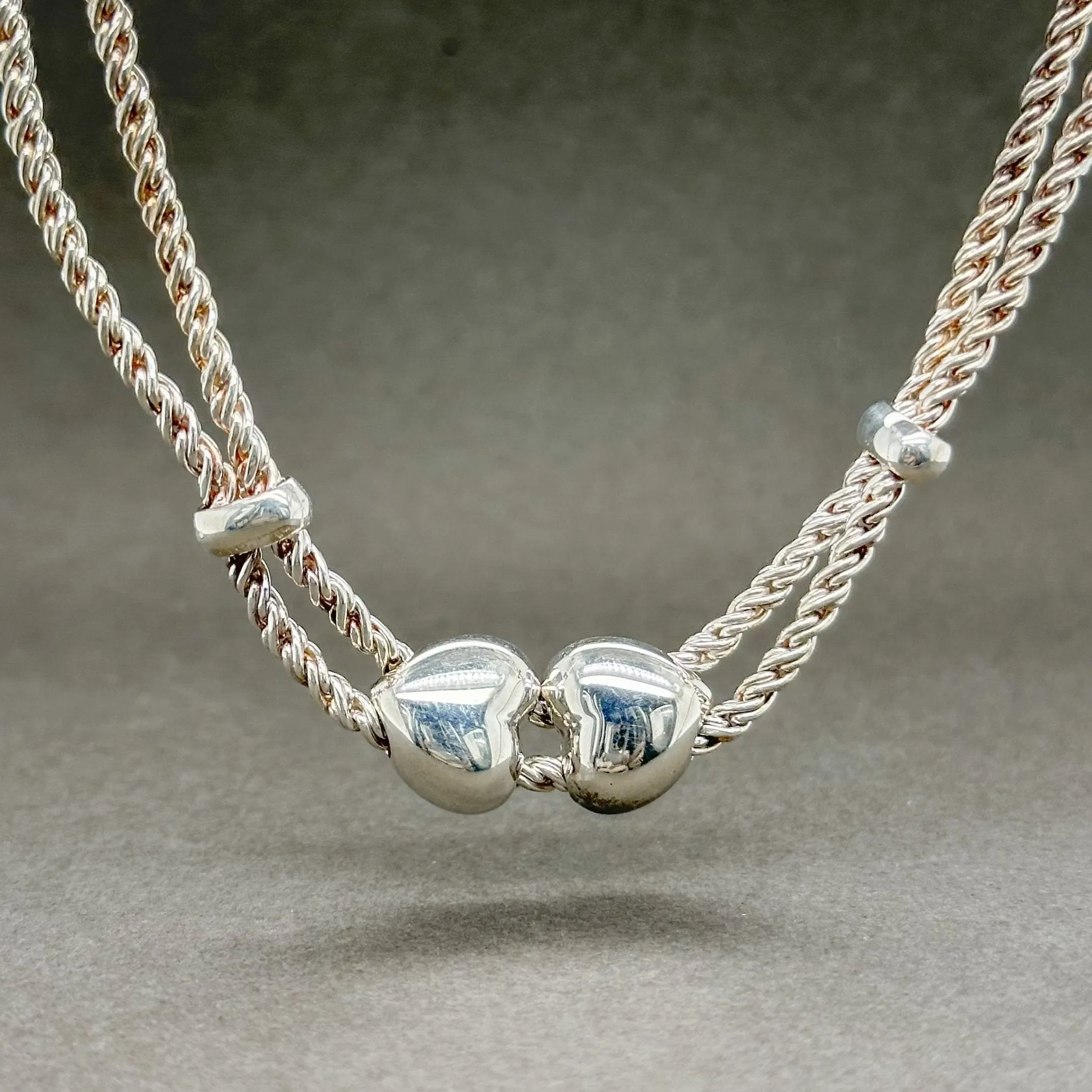 Estate Tiffany & Co. SS Double Rope Sliding Hearts Necklace