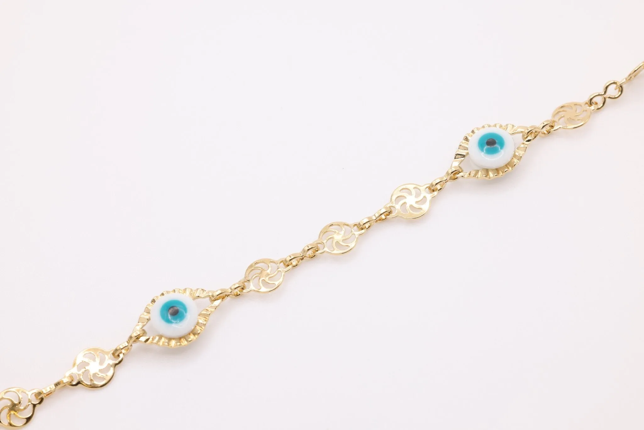 Evil Eye Enamel Chain, 14K Gold Overlay Plated, Wholesale Jewelry Chain