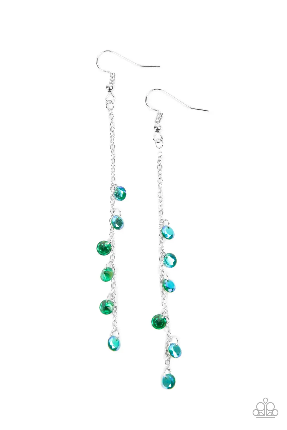 Extended Eloquence - Green Iridescent Dainty Earrings Paparazzi Accessories