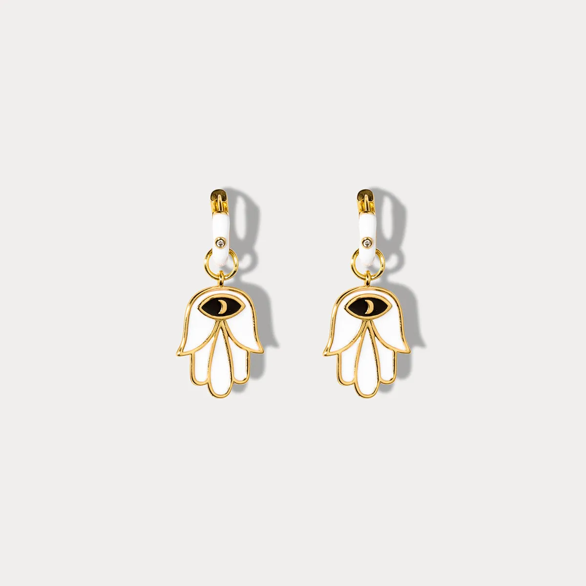 Eye in Hand Drop Earrings