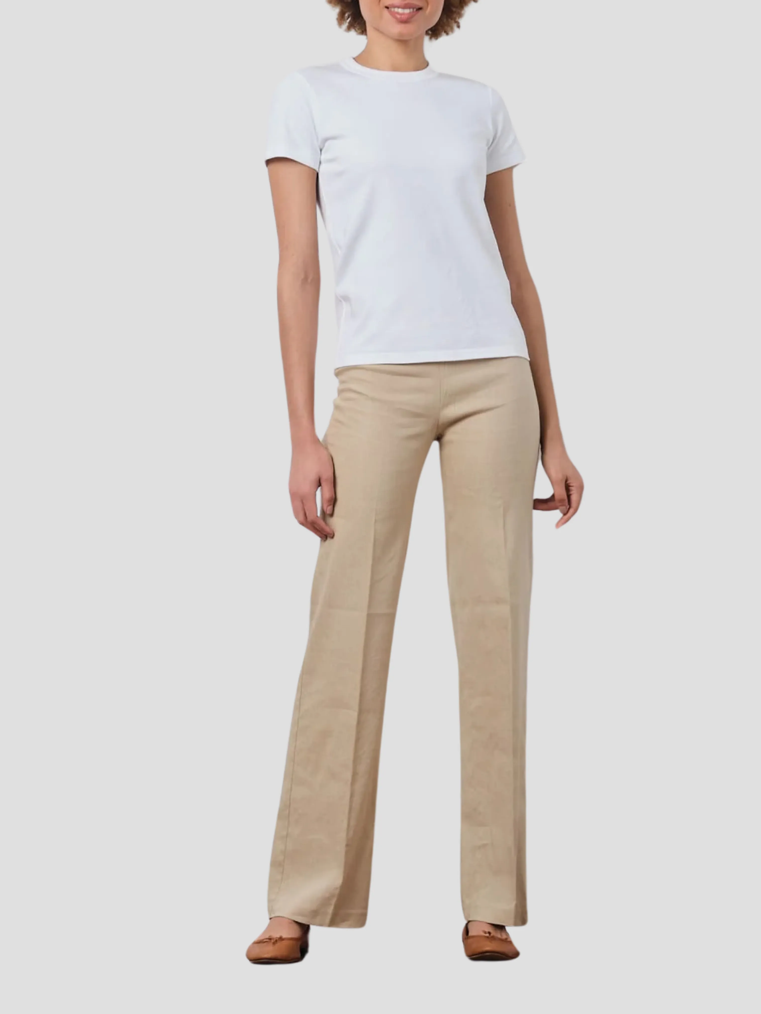 Flavia Relaxed Pant in Tan Linen