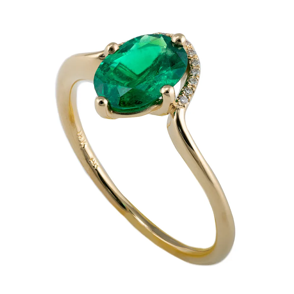 Floating Oval-Cut Emerald Engagement Ring