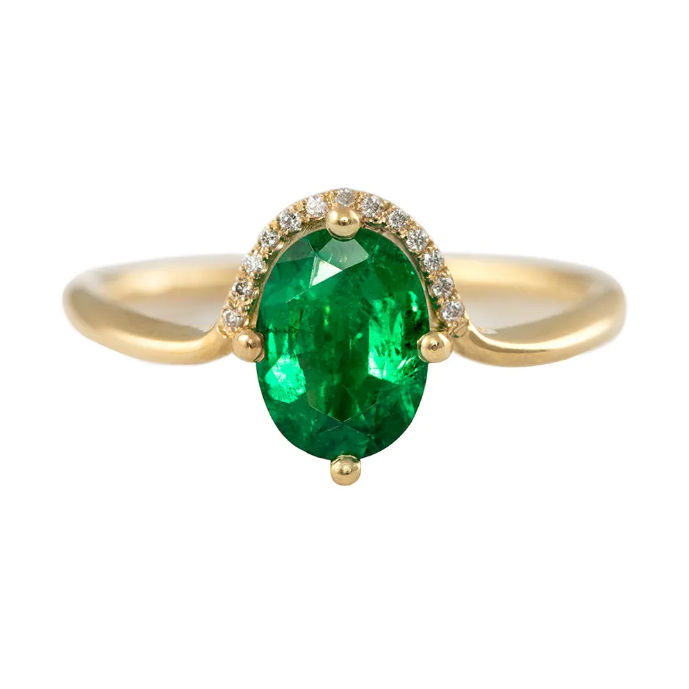 Floating Oval-Cut Emerald Engagement Ring