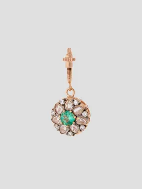 Floral Charm in Pink Gold/Emerald/Diamond