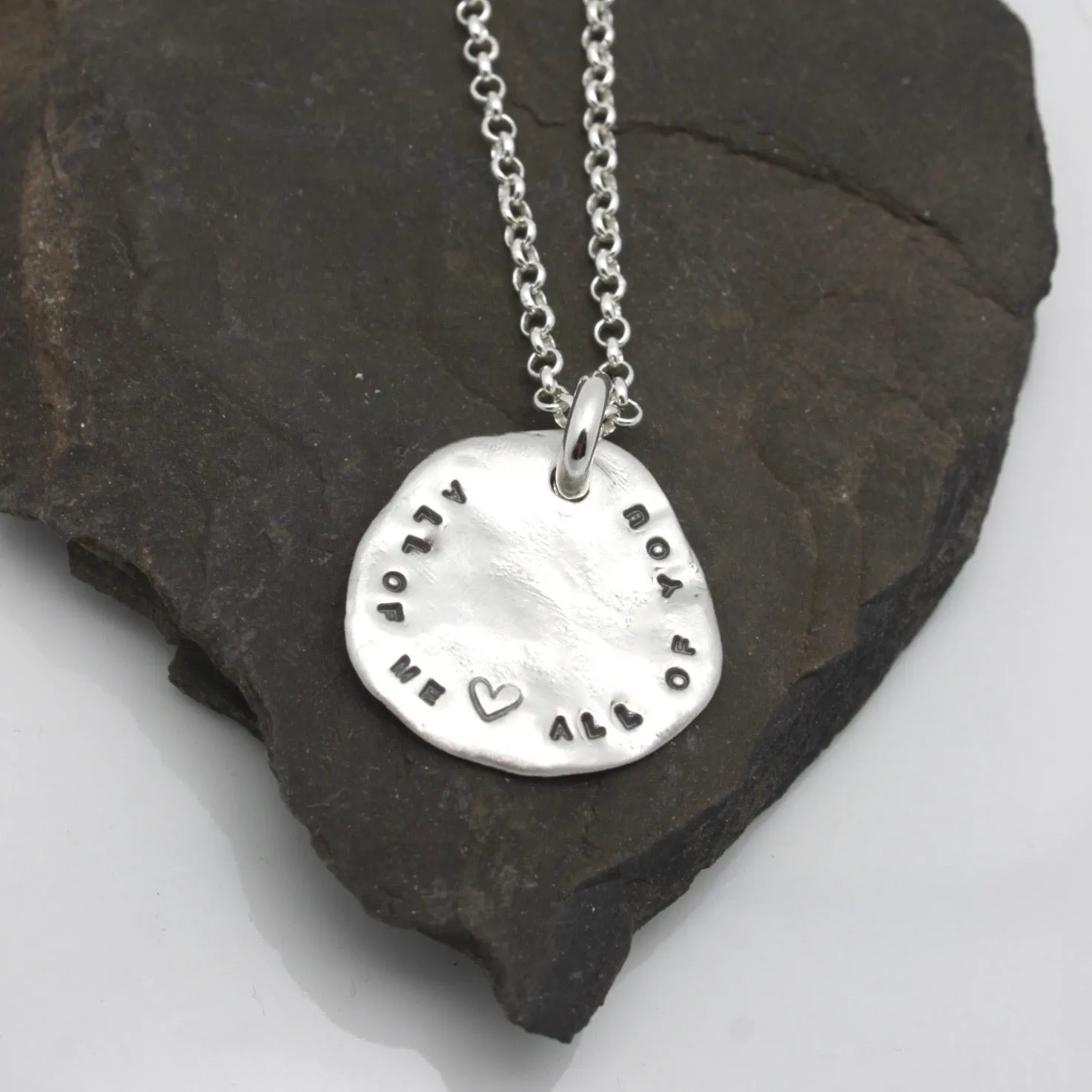 Freeform Fine Silver Solid Circle Pendant Personalized Necklace